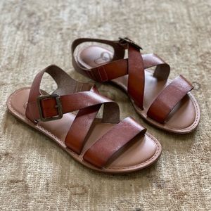 Vegan Brown Strappy Sandals from Madeline Size 6